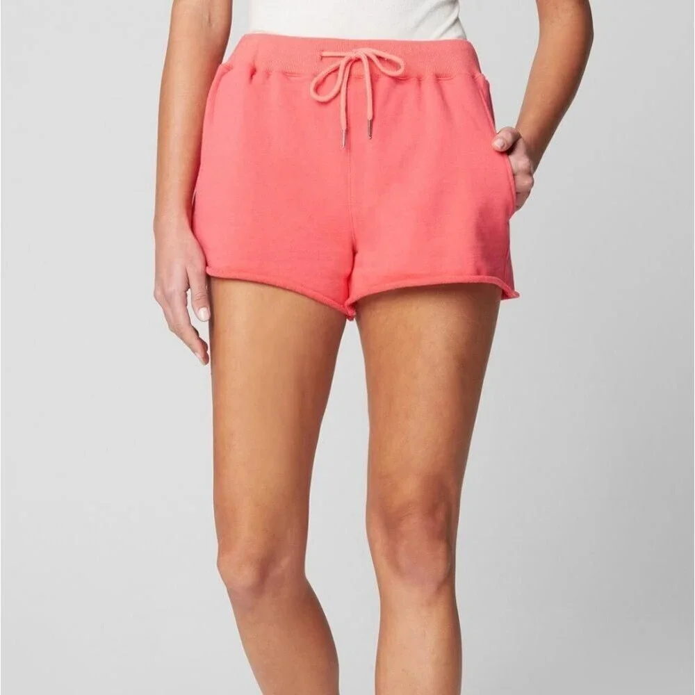 Coral French Terry Shorts Drawstring Pull On Lounge Casual Cotton NWT M